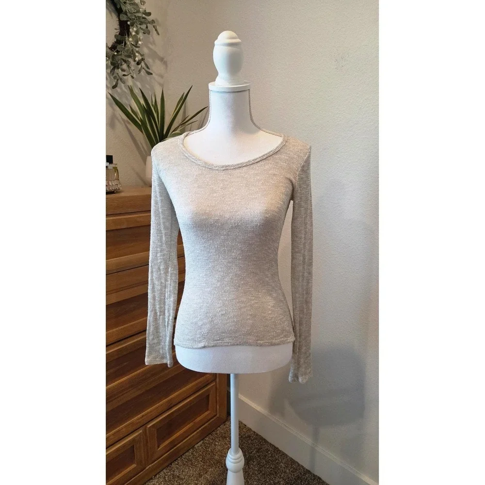 Wet Seal Long Sleeve‎ Knit Top Y2K Lace Back Sheer Metallic  Size Small Romantic